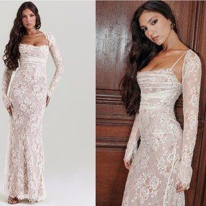 House of CB ‘Artemis’ Vintage Cream Lace Maxi Dress NWOT